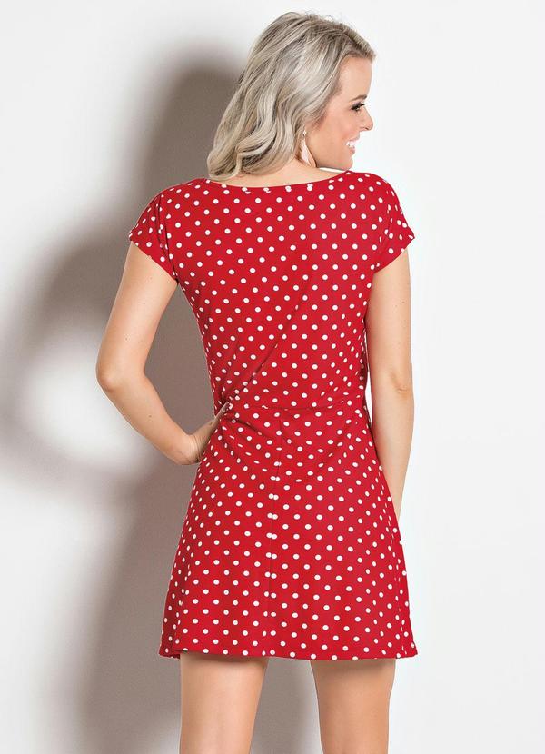 Moda Pop - Vestido Evasê com Estampa Poá Vermelho 9