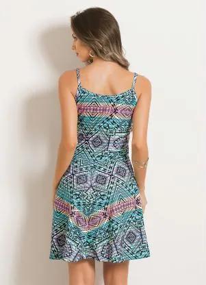 Moda Pop - Vestido Evasê de Alças Étnico - MODA POP