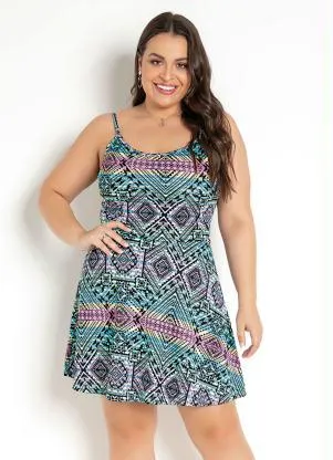 Moda Pop - Vestido Evasê de Alças Étnico - MODA POP