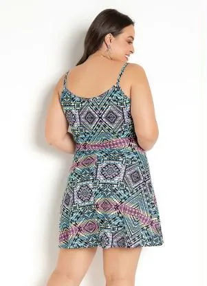 Moda Pop - Vestido Evasê de Alças Étnico - MODA POP