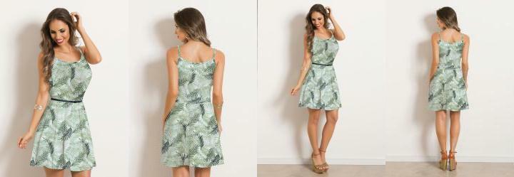 Vestido Evas de Alas Folhagem Verde