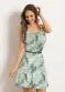 Moda Pop - Vestido Evasê de Alças Folhagem Verde - variação: Folhagem Verde