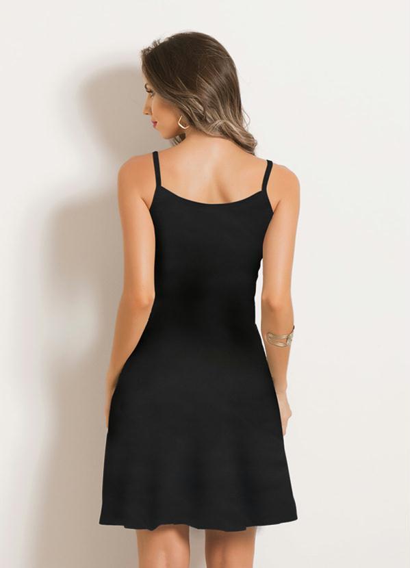 Moda Pop - Vestido Evasê de Alças Preto 4