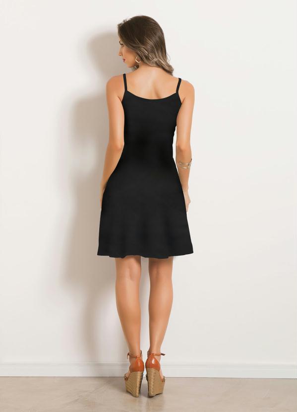Moda Pop - Vestido Evasê de Alças Preto 2