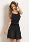 Moda Pop - Vestido Evasê de Alças Preto - variação: Preto