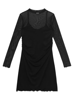Enfim - Vestido Evasê em Tule Preto - ENFIM