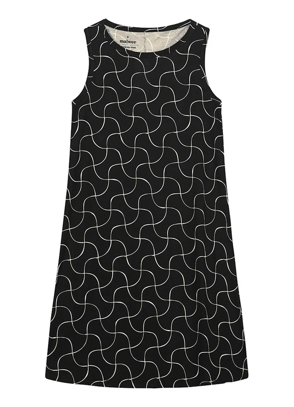 Malwee - Vestido Evasê Fine Line em Malha Preto