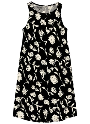 Malwee - Vestido Evasê Floral Estilizado Preto - MALWEE