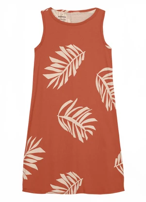Malwee - Vestido Evasê Folhagens em Malha Terracota - MALWEE