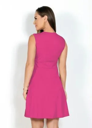 Moda Pop - Vestido Evasê Pink sem Mangas - MODA POP