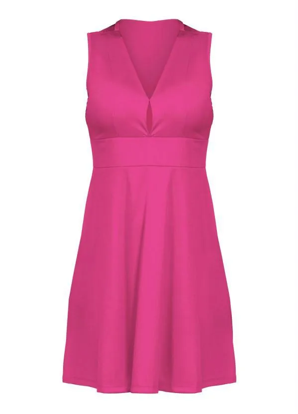 Moda Pop - Vestido Evasê Pink sem Mangas 5