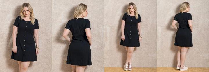 Vestido Evas Preto com Botes Decorativos