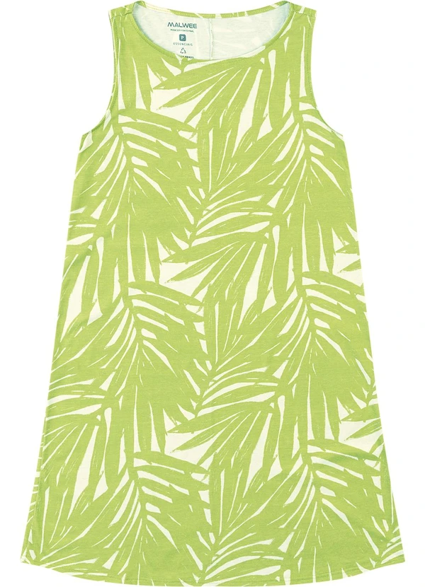 Malwee - Vestido Evasê Tropical Verde Limão 3