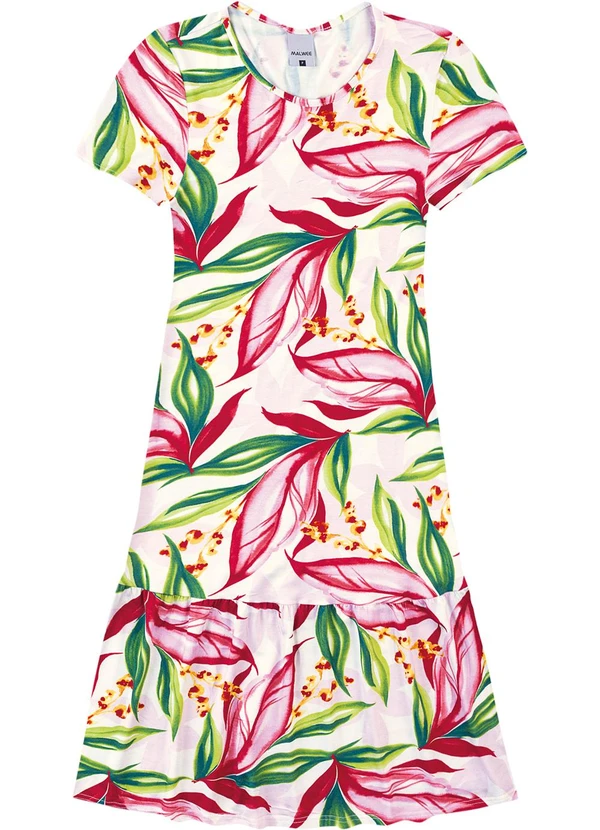 Malwee - Vestido Evasê Tropical Vermelho 1