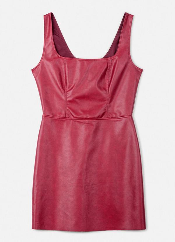 Authoria - Vestido Fake Leather Bordô Bordo