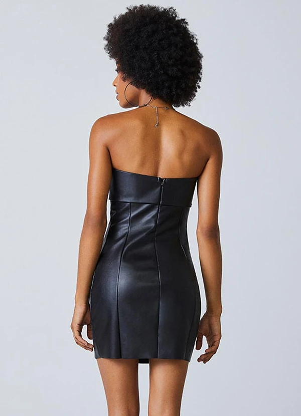 Authoria - Vestido Fake Leather Preto Preto 2