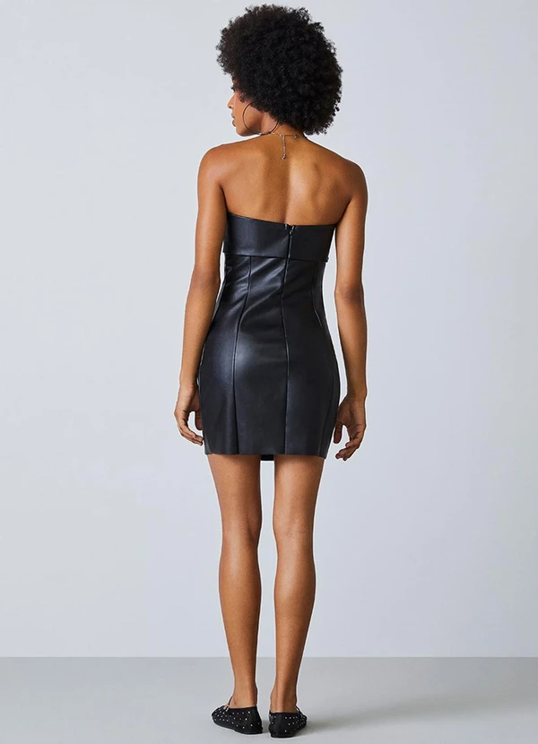 Authoria - Vestido Fake Leather Preto Preto 4