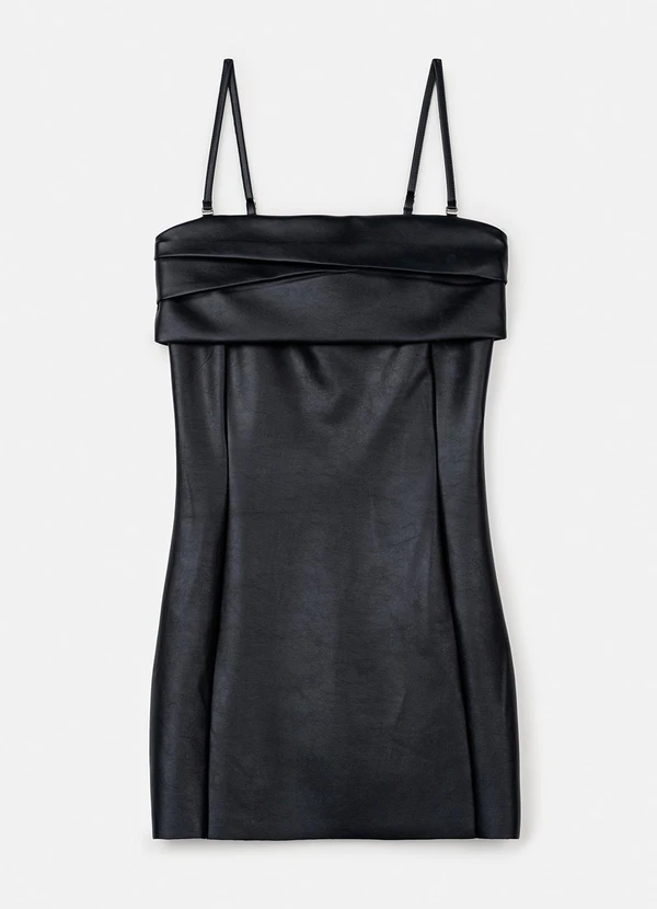 Authoria - Vestido Fake Leather Preto Preto 5