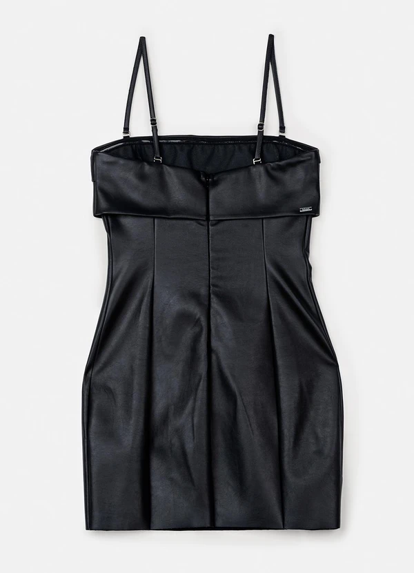 Authoria - Vestido Fake Leather Preto Preto 6