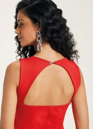 Marialícia - Vestido Feminino Abertura nas Costas Vermelho - MARIALÍCIA