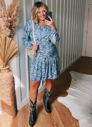 Marialícia - Vestido Feminino Adulto Azul - MARIALÍCIA