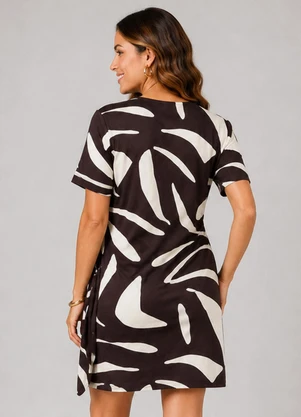 Infinita Cor - Vestido Feminino Amarração em Molde Bege - INFINITA COR