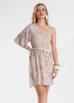 Endless - Vestido Feminino Assimétrico com Cinto Bege - ENDLESS