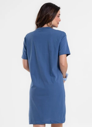 Rovitex - Vestido Feminino Básico em Meia Malha Azul - ROVITEX