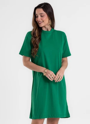Rovitex - Vestido Feminino Básico em Meia Malha Verde - ROVITEX