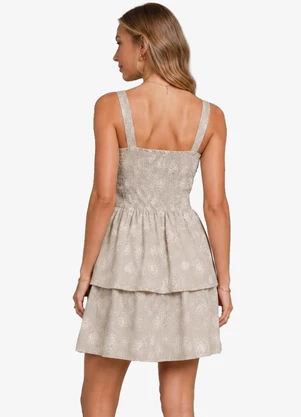 Minty - Vestido Feminino Bordado de Alça Bege - MINTY