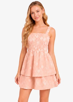 Minty - Vestido Feminino Bordado de Alça Rosa - MINTY
