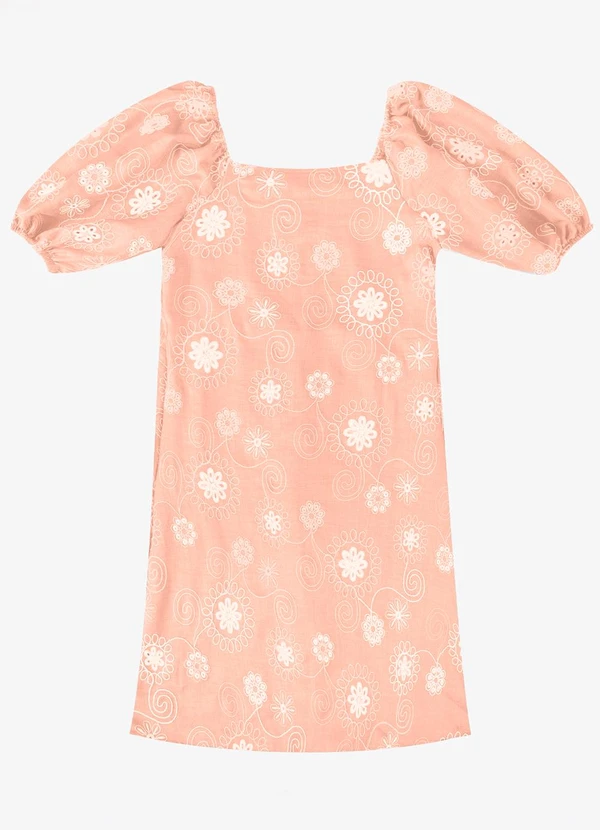 Rovitex - Vestido Feminino Bordado Rosa