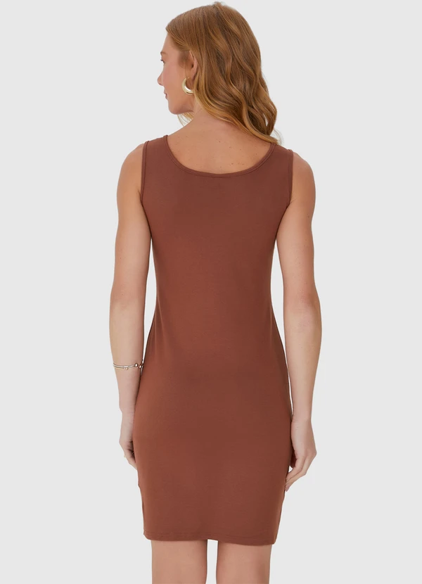Malwee - Vestido Feminino Botões em Malha Algodão Marrom 2