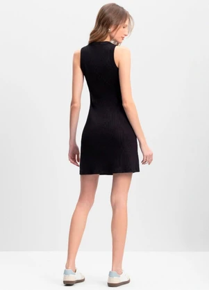 Essendi - Vestido Feminino Canelado Preto - ESSENDI