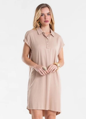 Endless - Vestido Feminino Chemise Amplo Liso Bege - ENDLESS