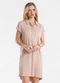 Endless - Vestido Feminino Chemise Amplo Liso Marrom - variação: Bege