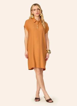 Endless - Vestido Feminino Chemise Amplo Liso Marrom - ENDLESS