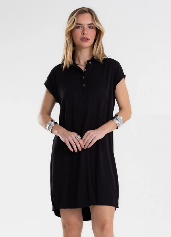Endless - Vestido Feminino Chemise Amplo Liso Preto