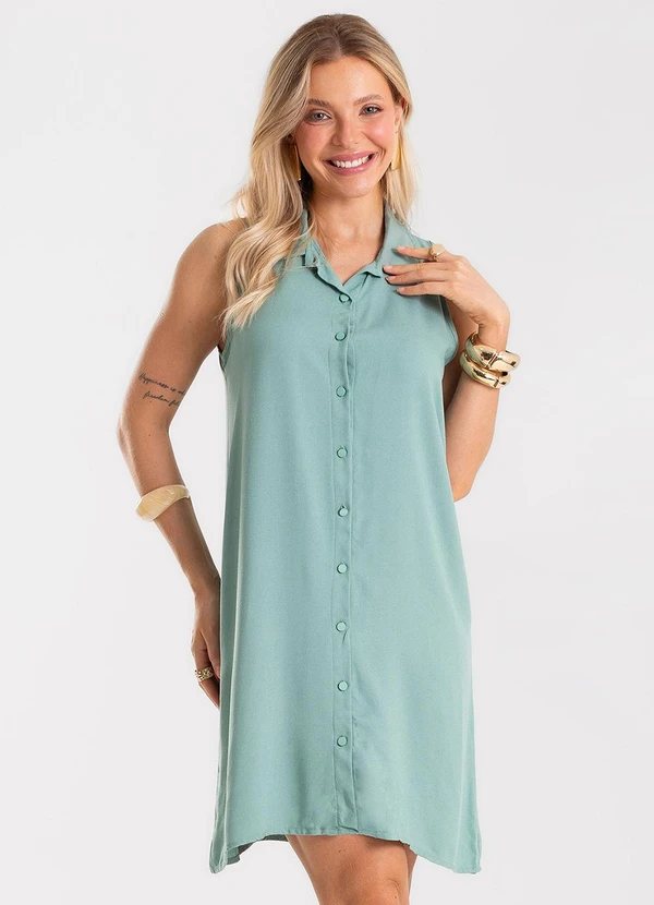 Rovitex - Vestido Feminino Chemise Malha Viscose Verde
