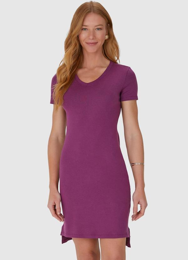 Malwee - Vestido Feminino com Abertura em Malha Roxo