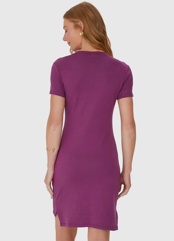 Malwee - Vestido Feminino com Abertura em Malha Roxo 2