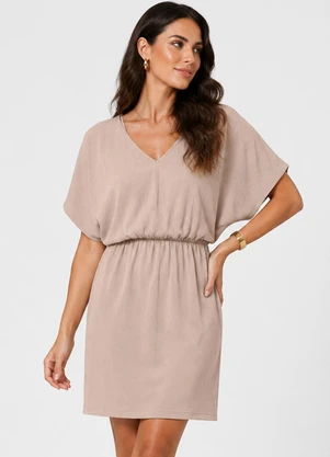 Infinita Cor - Vestido Feminino com Decote em V Bege - INFINITA COR