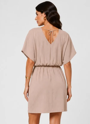 Infinita Cor - Vestido Feminino com Decote em V Bege - INFINITA COR