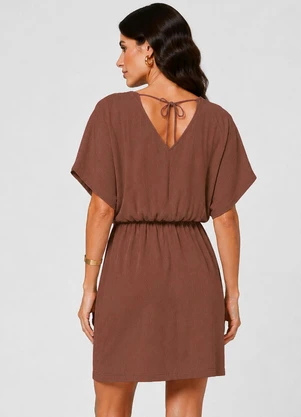 Infinita Cor - Vestido Feminino com Decote em V Marrom - INFINITA COR