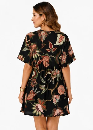 Infinita Cor - Vestido Feminino com Decote em V Preto - INFINITA COR