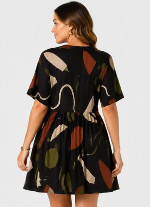 Infinita Cor - Vestido Feminino com Decote em V Preto - INFINITA COR