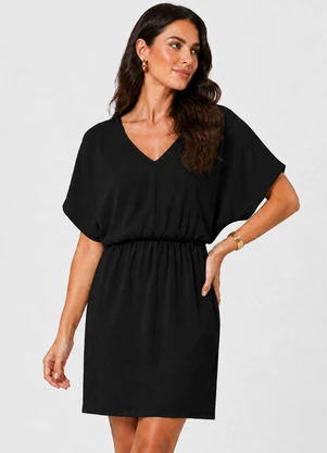 Infinita Cor - Vestido Feminino com Decote em V Preto - INFINITA COR