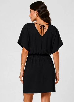 Infinita Cor - Vestido Feminino com Decote em V Preto - INFINITA COR