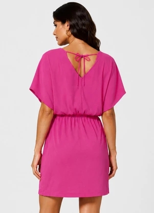 Infinita Cor - Vestido Feminino com Decote em V Rosa - INFINITA COR