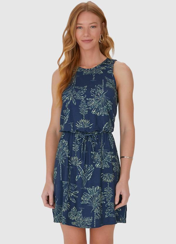 Malwee - Vestido Feminino com Elástico em Viscose Azul